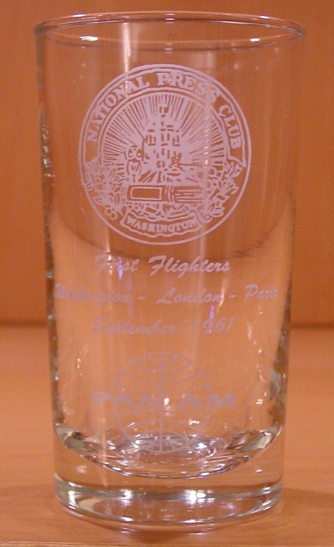 1961 September a glass given to passengers on a National Press Club. charter.